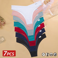 TakeTalk 7PCS Waffle Cotton Brazilian Panties Set 🌸 Sexy Low-Waist Bikini Underwear