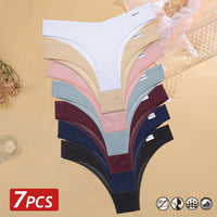 TakeTalk 7PCS Waffle Cotton Brazilian Panties Set 🌸 Sexy Low-Waist Bikini Underwear
