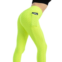 High-Waist Hip-Lift Bubble Leggings – Pocket Fitness & Gym Pants 🌟