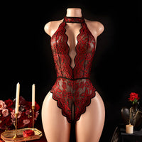 Blue Open-Cross Bodysuit 🔥 Sexy Crotchless Lace Lingerie