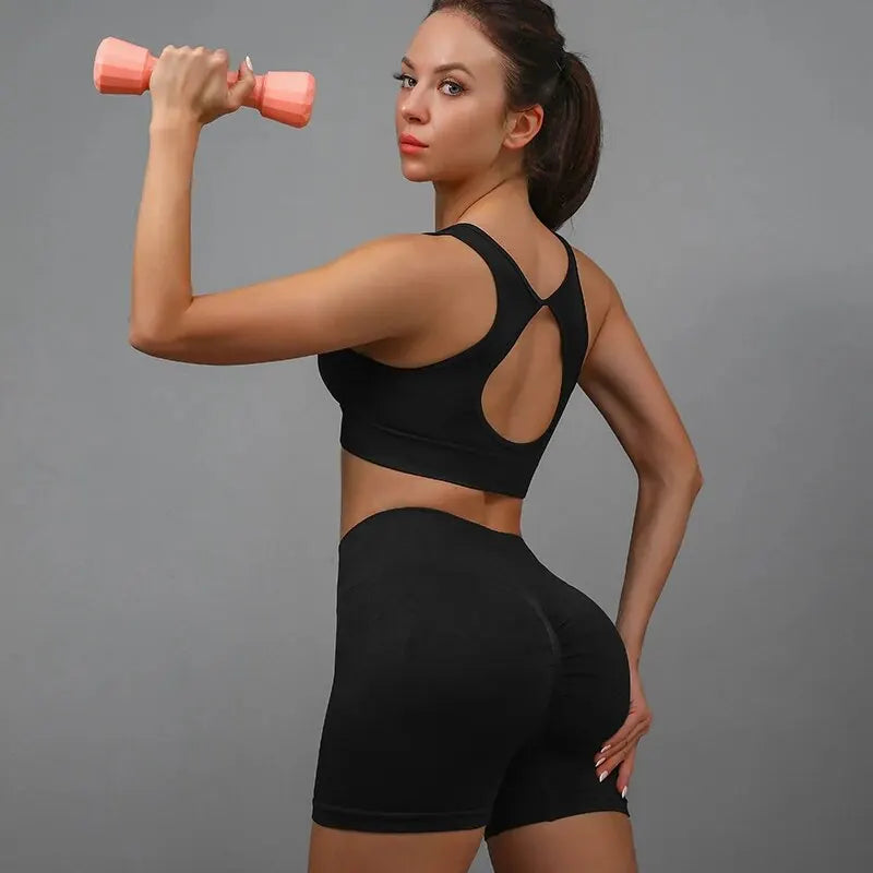 High-Waist Butt-Lifting Yoga Shorts – Tummy Control Workout 🌟