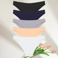 FINETOO 5PCS Cotton Panties Set 🌸 Low-Rise Soft Briefs for Women