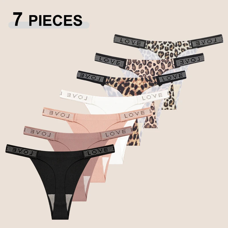 All Of Me 7-Piece Leopard Print G-String Set 🐆 Sexy Low-Waist Panties
