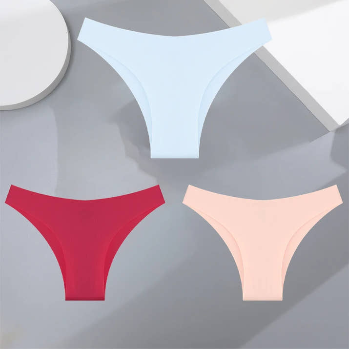 3-Pack Seamless Silk-Like Bikini Panties – Ultra-Thin & Low-Waist🌸