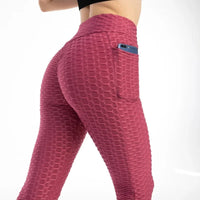 High-Waist Hip-Lift Bubble Leggings – Pocket Fitness & Gym Pants 🌟