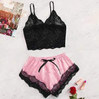 Sexy Lace Pajama Set – Bralette Cami Top & Shorts 🌙