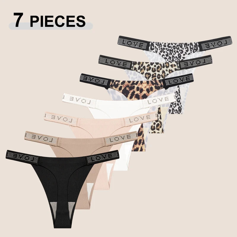 All Of Me 7-Piece Leopard Print G-String Set 🐆 Sexy Low-Waist Panties