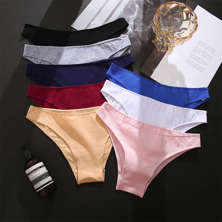 FINETOO 5PCS Cotton Panties Set 🌸 Low-Rise Soft Briefs for Women