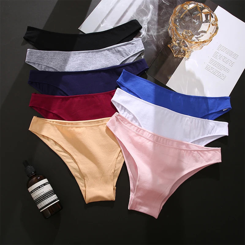 FINETOO 5PCS Cotton Panties Set 🌸 Low-Rise Soft Briefs for Women