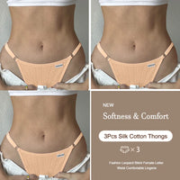 3-Pack Adjustable Cotton Thongs – Low-Waist & Seamless🌸