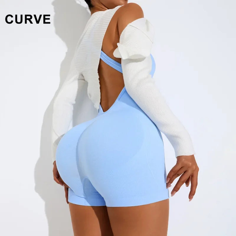 New Cross-Border One-Piece Yoga Suit 🧘 Backless Fitness Bodysuit | Shape, Move & Glow