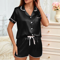 Heart Pocket Pajama Set – Short Sleeve Button Top & Shorts 💤