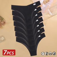 TakeTalk 7PCS Waffle Cotton Brazilian Panties Set 🌸 Sexy Low-Waist Bikini Underwear