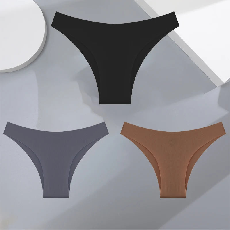 3-Pack Seamless Silk-Like Bikini Panties – Ultra-Thin & Low-Waist🌸