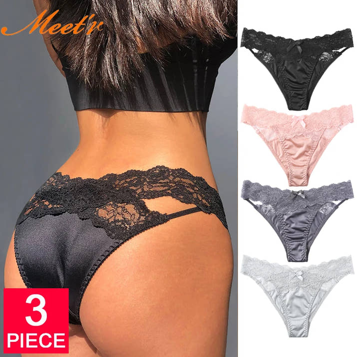 Meet'r 3Pcs Sexy Lace Panties Set 💕 Low-Waist Breathable G-String Briefs