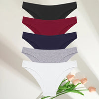 FINETOO 5PCS Cotton Panties Set 🌸 Low-Rise Soft Briefs for Women