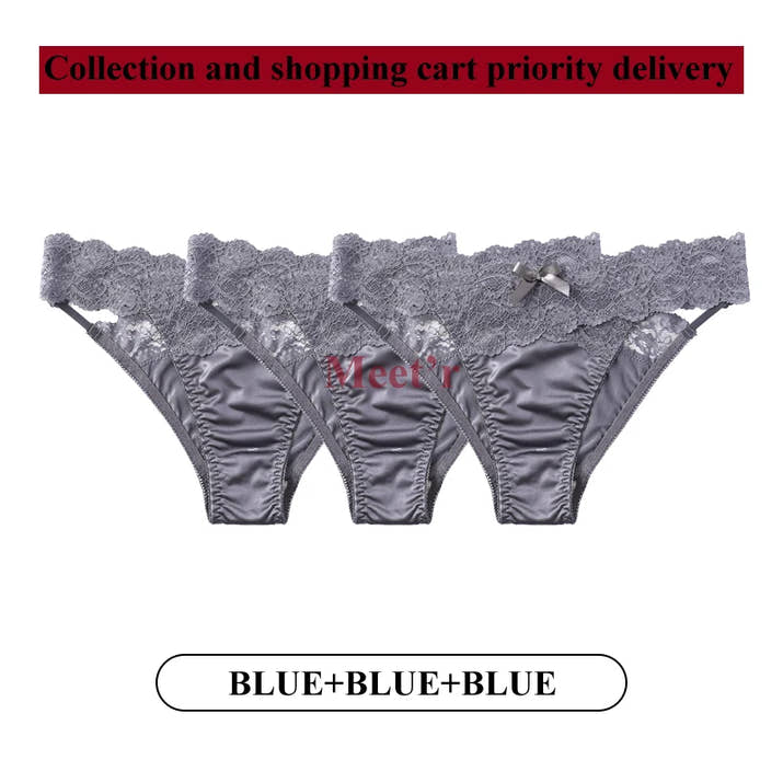 Meet'r 3Pcs Sexy Lace Panties Set 💕 Low-Waist Breathable G-String Briefs