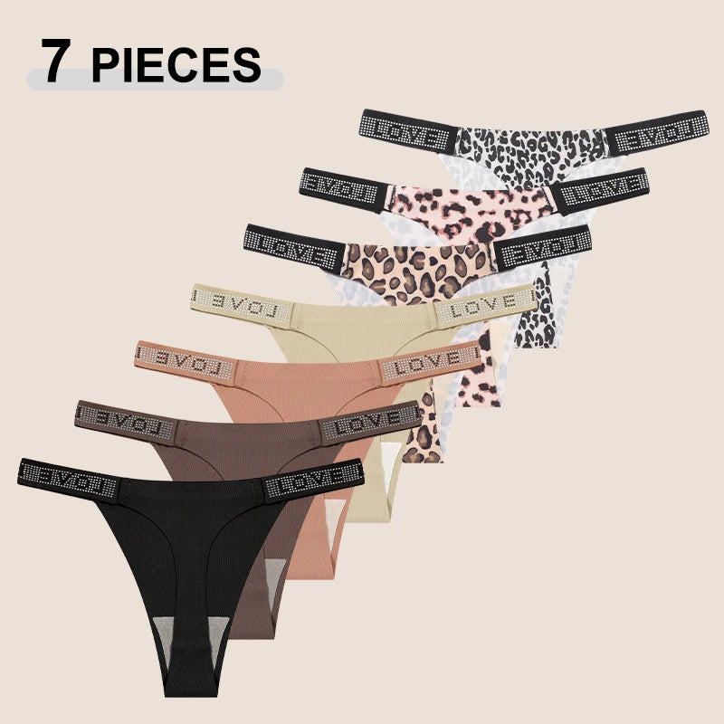 All Of Me 7-Piece Leopard Print G-String Set 🐆 Sexy Low-Waist Panties