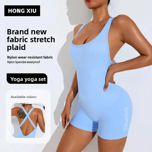 New Cross-Border One-Piece Yoga Suit 🧘 Backless Fitness Bodysuit | Shape, Move & Glow
