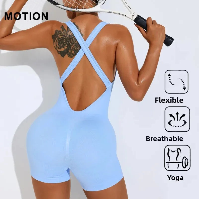 New Cross-Border One-Piece Yoga Suit 🧘 Backless Fitness Bodysuit | Shape, Move & Glow