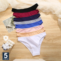 FINETOO 5PCS Cotton Panties Set 🌸 Low-Rise Soft Briefs for Women