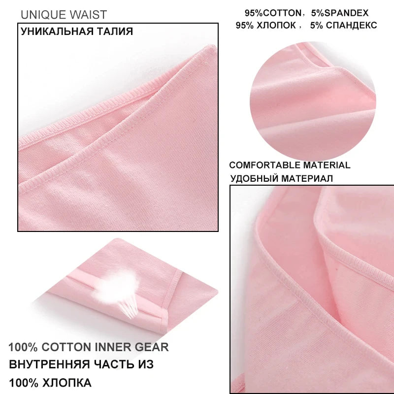 FINETOO 5PCS Cotton Panties Set 🌸 Low-Rise Soft Briefs for Women