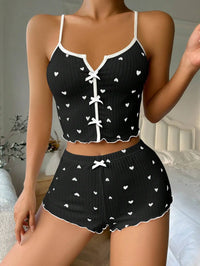 Cute Heart Print Pajama Set – Cami Top & Shorts 🌙