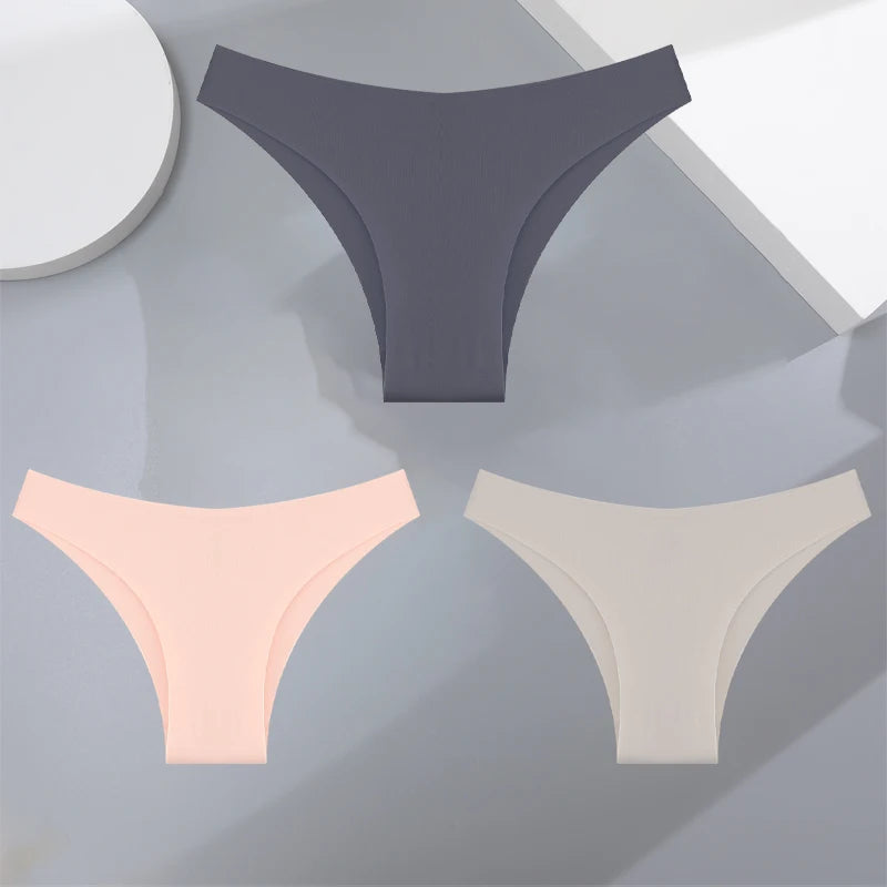 3-Pack Seamless Silk-Like Bikini Panties – Ultra-Thin & Low-Waist🌸