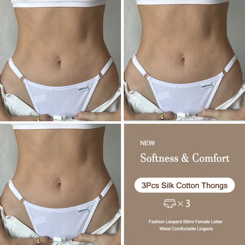 3-Pack Adjustable Cotton Thongs – Low-Waist & Seamless🌸