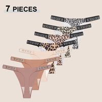 All Of Me 7-Piece Leopard Print G-String Set 🐆 Sexy Low-Waist Panties
