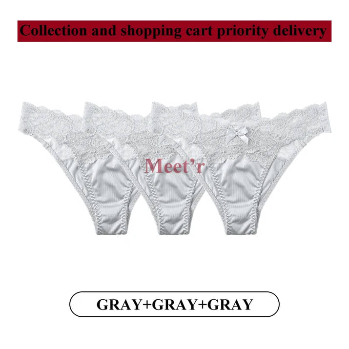 Meet'r 3Pcs Sexy Lace Panties Set 💕 Low-Waist Breathable G-String Briefs
