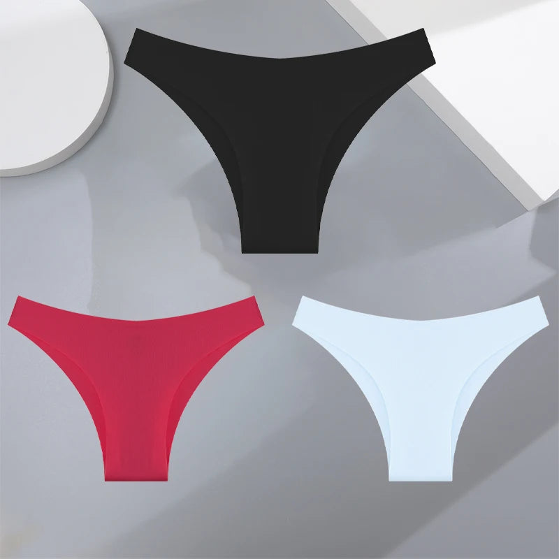 3-Pack Seamless Silk-Like Bikini Panties – Ultra-Thin & Low-Waist🌸
