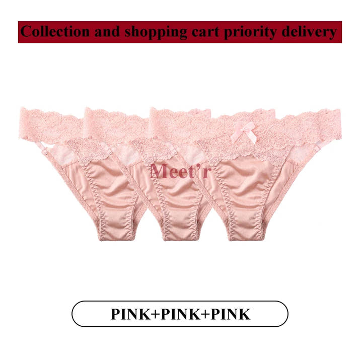 Meet'r 3Pcs Sexy Lace Panties Set 💕 Low-Waist Breathable G-String Briefs