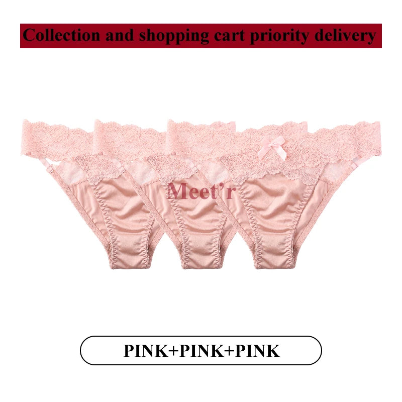 Meet'r 3Pcs Sexy Lace Panties Set 💕 Low-Waist Breathable G-String Briefs