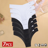 TakeTalk 7PCS Waffle Cotton Brazilian Panties Set 🌸 Sexy Low-Waist Bikini Underwear