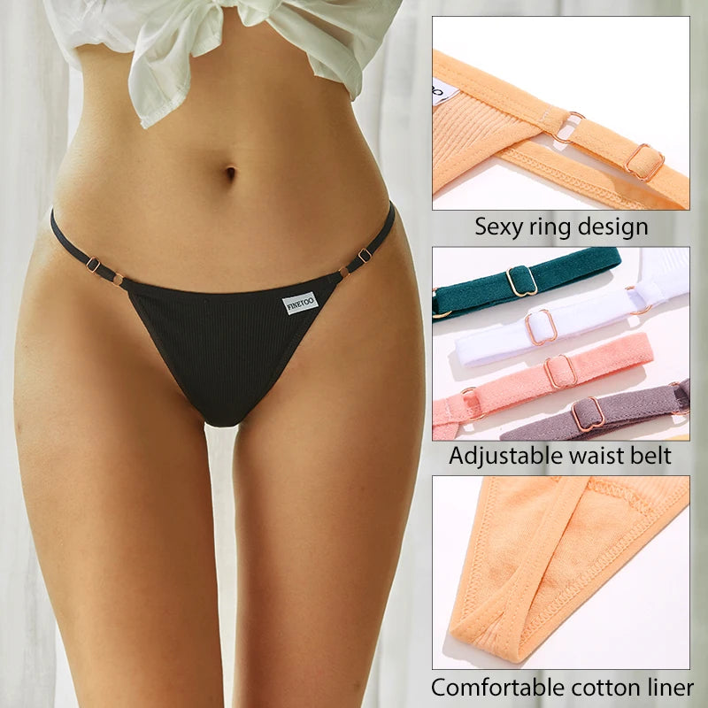 3-Pack Adjustable Cotton Thongs – Low-Waist & Seamless🌸
