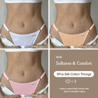 3-Pack Adjustable Cotton Thongs – Low-Waist & Seamless🌸