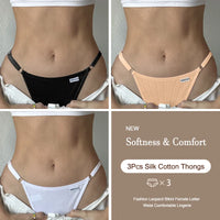 3-Pack Adjustable Cotton Thongs – Low-Waist & Seamless🌸